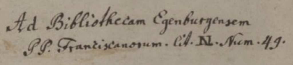 Franziskaner Eggenburg handschriftlicher Besitzvermerk
